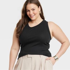 a new day Black Ribbed Tank Top